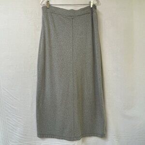J Jill Stretch Skirt Womens Medium Gray Maxi Elastic Waist Slit Boho Festival